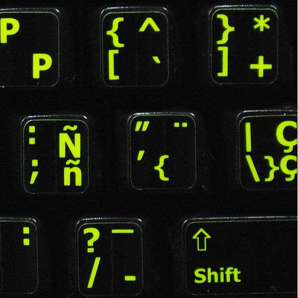 Glowing Fluorescent Spanish - English Keyboard Sticker