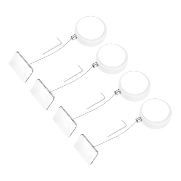 sourcing map 3.3ft Retractable Cable Lock with Square Patch Remote Control Security Lock with Adjustable Cord Tether Anti Theft for Laptop, TV, 150 G, White, 4 Pack