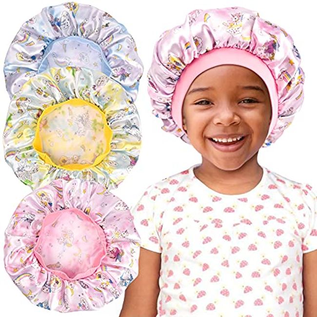 Wide Band Kids Satin Bonnet Cap,Silky Bonnet for Curly Hair,Baby