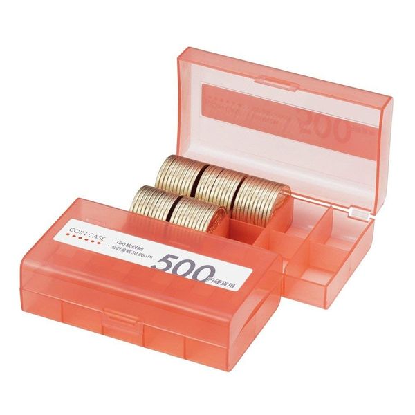 Open Coin Purse for 500 Yen Coins, Holds 100 Coins, Set of 3, red