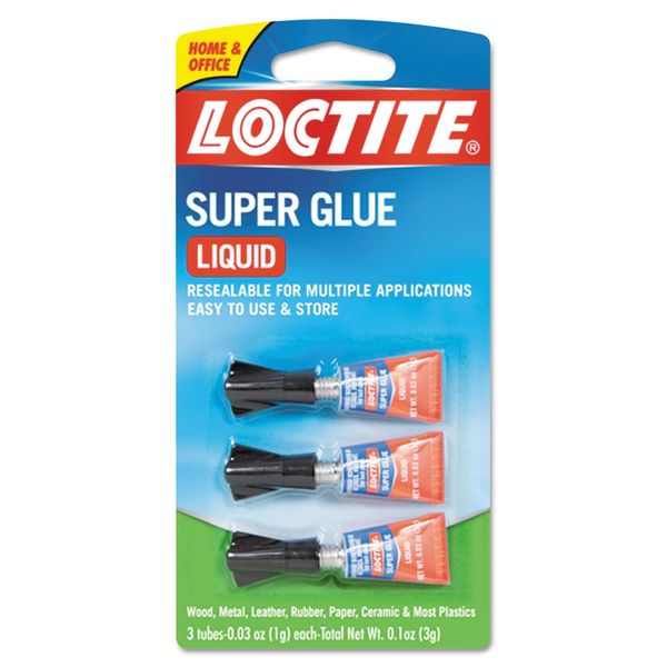 Loctite Super Glue, 0.11 Oz, Dries Clear, 3/Pack