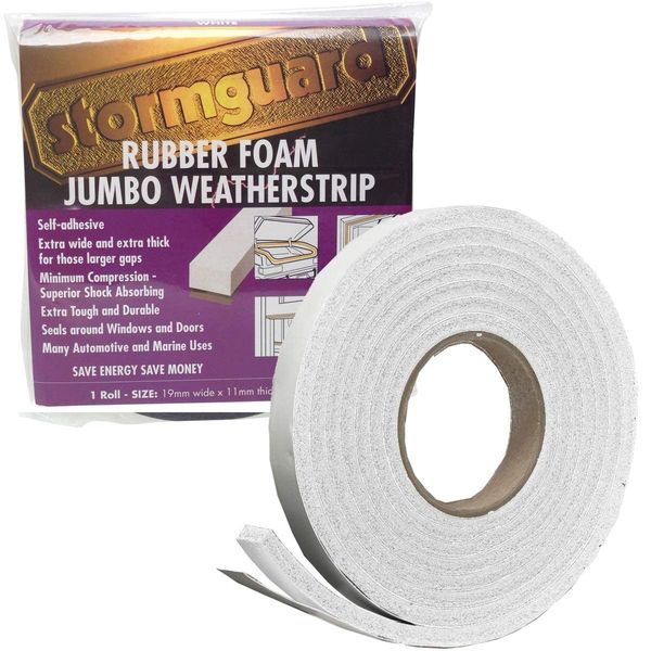 Stormguard 05SR6843053W 3.05m Rubber Foam Jumbo Draught Excluder Weather Strip Seal - White