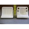 ACP Thin-Set Glossy White Ceramic Soap Dish & Toothbrush Holder Bathroom Set