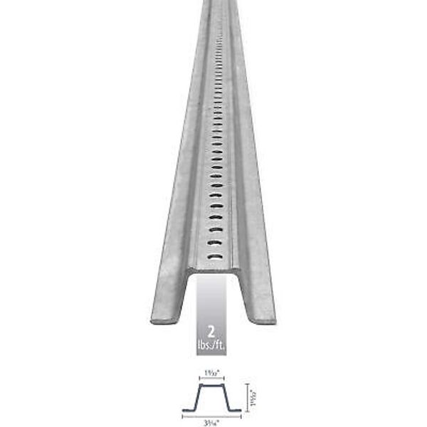 Tapco U-Channel Sign Post 8'L Galvanized Post Holes Top Down