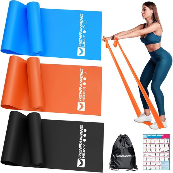 6.9FT Blue Orange Black Exercise Band Set with Different Resistance Levels