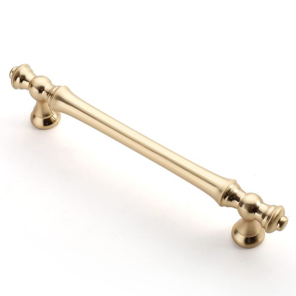 Asidrama 6 Pack 5 Inch(128mm) Brushed Brass Kitchen Cabinet Handles, Gold Cabinet Pulls Kitchen Cabinet Hardware for Cupboard Drawer Handles Dresser Pulls