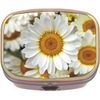 White Daisies Brass Rectangle Pill Box
