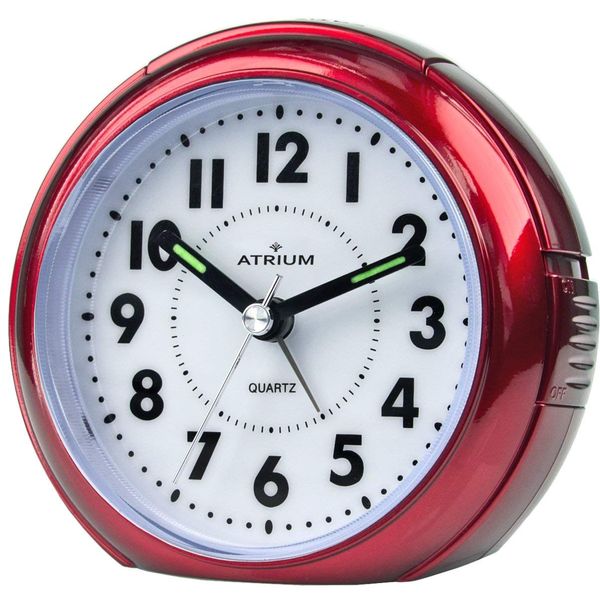 ATRIUM alarm clock analogue red silent, with light and snooze function A240-1