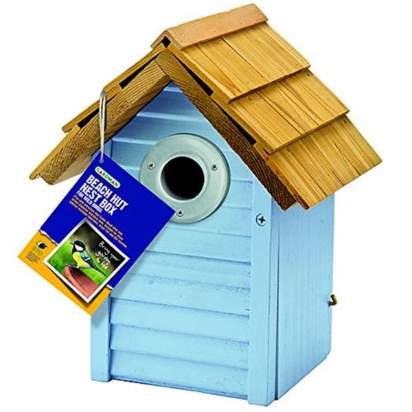 Gardman A01681 Beach Hut Bird Nest Box - Blue, 23x16x25 cm