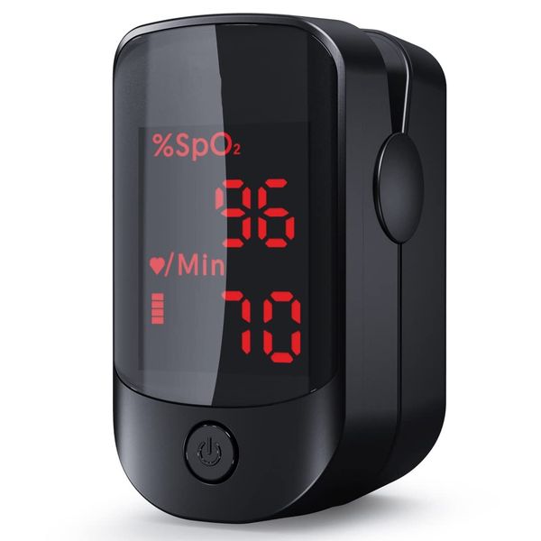 Pulse Oximeter - Portable Finger Oximeter - Heart Rate Monitor Oxygen Saturation Monitor with Two Way OLED Display(Includes Batteries and Lanyard)