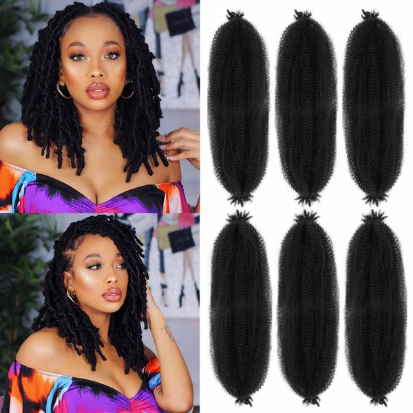 Afro Twist Hair 24 Inch 6 Packs, Springy Afro Twist Hair Pre Fluffed Spring Twist Hair Pre Stretched Wrapping Hair for Soft Locs Hair Extensions (24 Inch (Pack of 6), 1B#)