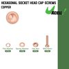 uxcell M4 Red Copper Hex Socket Head Cap Bolt with Washer Cup Head Cap Red Copper Bolt Set 20pcs