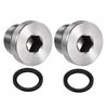 sourcing map Stainless Steel Inner Hex Head M16x1.5 Pipe Fitting Plug with Seal Ring for Terminate Pipe Ends 2Pcs