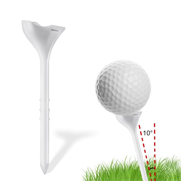 XIHIRCD 20pcs 10 Degree Golf Tees, Premium Plastic Golf Simulator Tees Professional Golf Training Accessories Golf Practice Tool for Men Women (White)