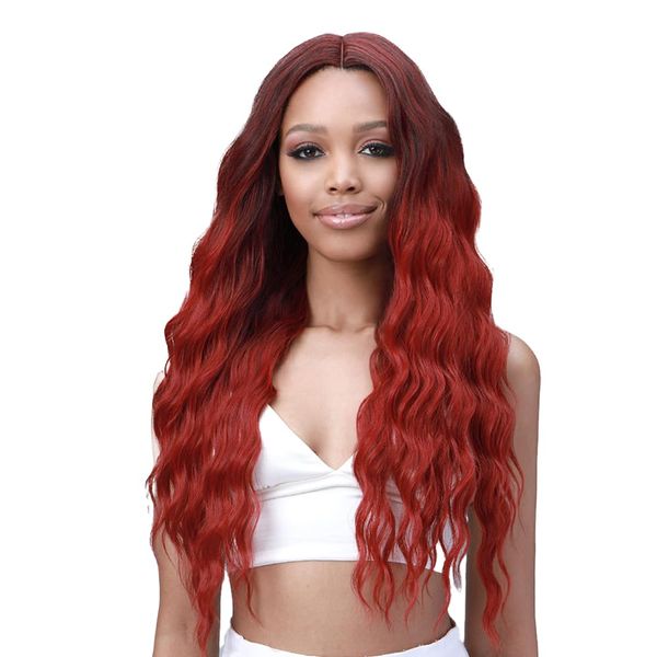 Bobbi Boss Miss Origin Designer Mix 12A Weave Bundle - NATURAL BEACH CURL 3PCS + 5" DEEP LACE CLOSURE (T1B/RED)