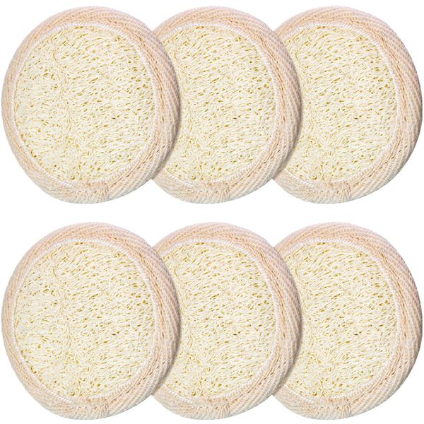 6 Pieces Exfoliating Loofah Pad Facial Body Scrubber Round Bath Shower Loofah Sponge Pad Cleansing Loofah Sponge Brush Close to Skin Exfoliating Pads Bath Sponge for Men Women Shower Bath and Spa