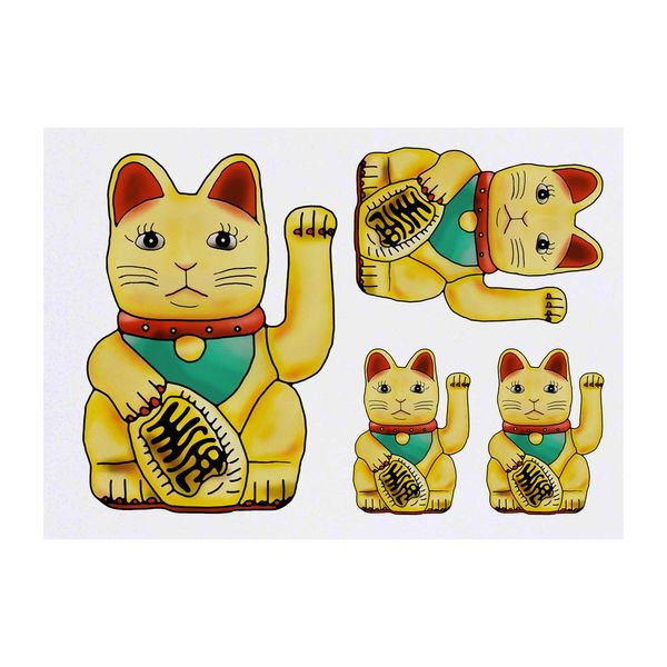 4 x 'Lucky Cat' Temporary Tattoos (TO00038909)