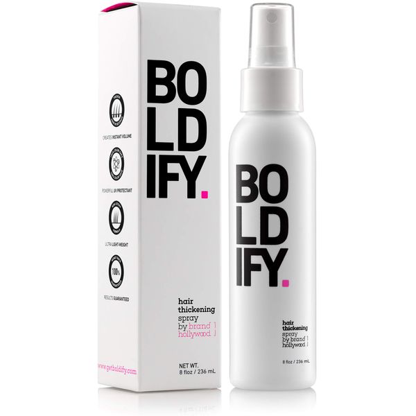 BOLDIFY Hair Thickening Spray - Get Thicker Hair in 60 Seconds - Stylist Recommended Hair Products for Women & Men - Hair Volumizer + Texture Spray Hair Thickener for Fine Hair - 8 oz