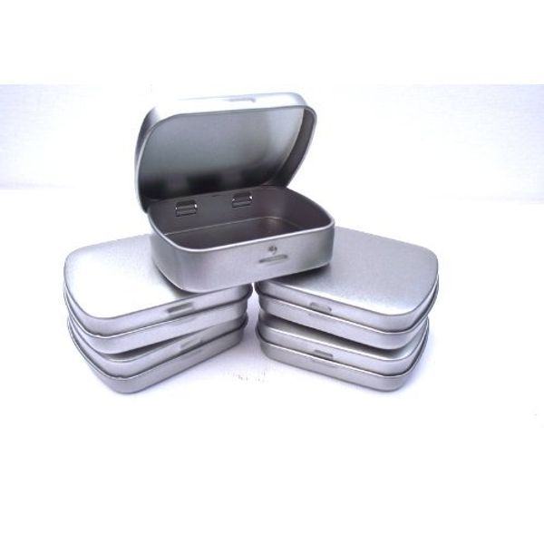 MD FlashLights Etc Ltd 5 x Silver Micro/Mini Hinged Mint/Storage Tins