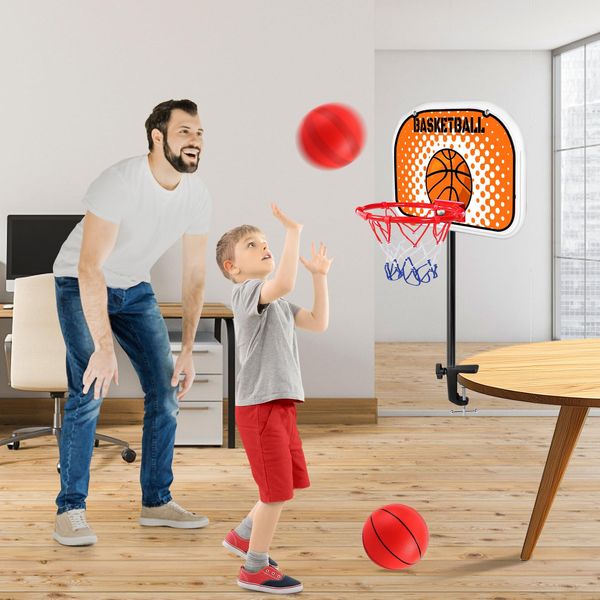 NZQXJXZ Indoor Basketball Hoop, Tabletop Basketball Hoop Set with Clips with Two Balls, Mini Hoops for Desk Table Bed Office Bedroom Basketball Toys for Kids and Adults