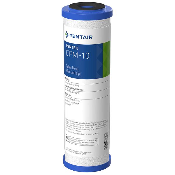 Pentair Pentek EPM-10 Carbon Water Filter, 10-Inch, Under Sink Modified Epsilon Carbon Block Replacement Cartridge with Bonded Powdered Activated Carbon (PAC) Filter, 10" x 2.5", 10 Micron