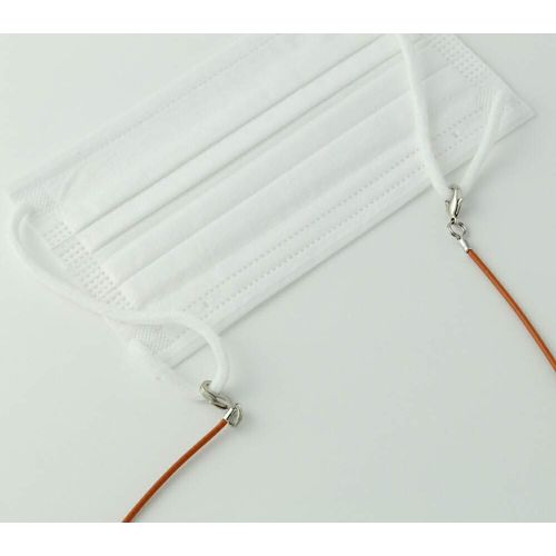 HERBE Genuine Leather Mask Strap Holder Mask Hanging Glasses Strap 2-Way Made in Japan Mask Neck Strap, Black