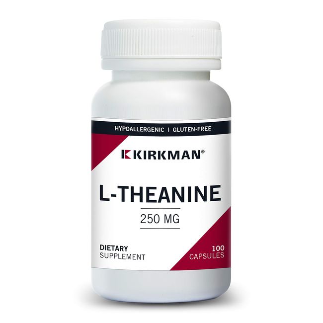 Kirkman – L-Theanine 250 mg - Hypoallergenic – 100 Vegetarian Capsules – Gluten Free – Casein Free – Amino Acid