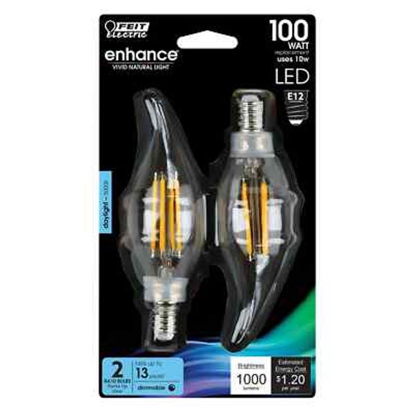100-Watt Equivalent BA10 E12 Candelabra Dimmable Filament CEC Clear Chandelier