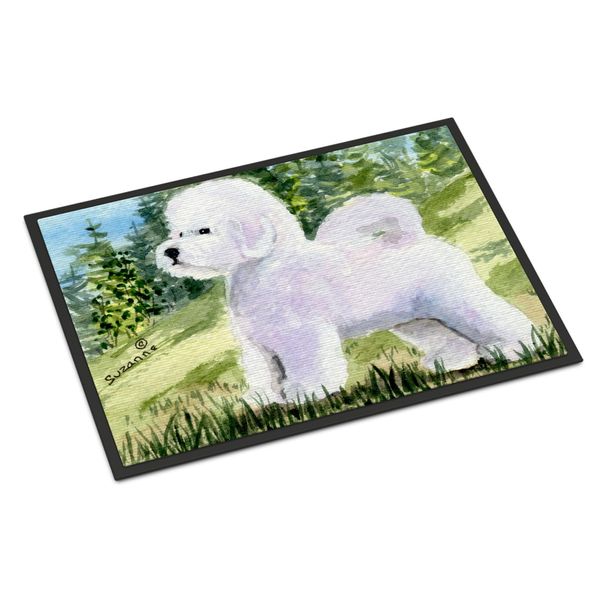 Caroline's Treasures SS8900MAT Bichon Frise Doormat 18x27 Front Door Mat Indoor Outdoor Rugs for Entryway, Non Slip Washable Low Pile, 18H X 27W