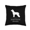 Irish Water Spaniel Dog White Silhouette Throw Pillow