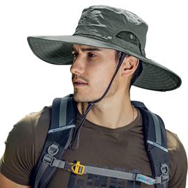 Leotruny Men Wide Brim Sun Hats UPF50+ Waterproof Breathable Bucket Hat for  Fishing, Hiking, Camping, C01-khaki, One Size