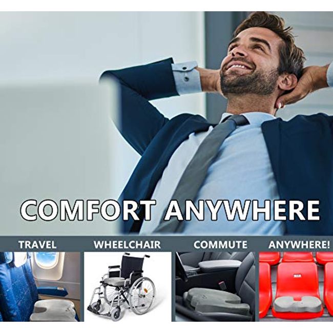 ComfiLife Coccyx Orthopedic Memory Foam Office Chair and Car Seat Cushion  (Gray)