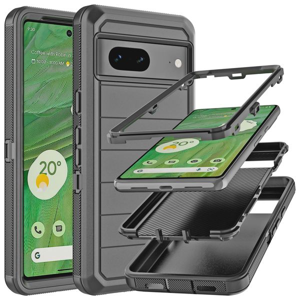 for Pixel 7 Case,[No Screen Protector] Drop Proof 3-Layer Durable Cover/Shockproof Armor Drop Protection Solid Rubber Case for Google Pixel 7 6.3"-Black New