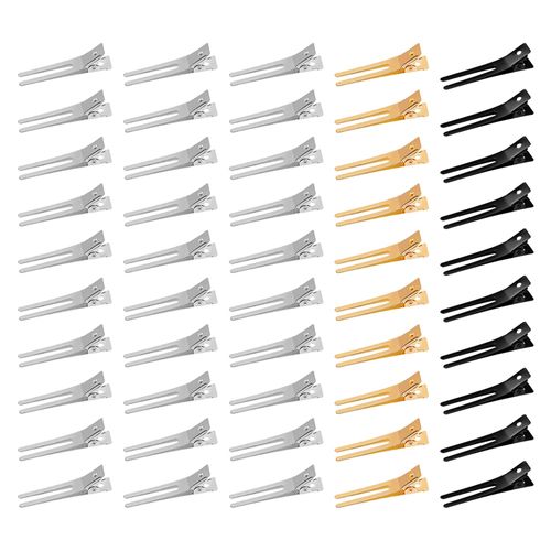 EnteBill Hair Clips, 50 Pieces Hairstyle Double Prong Pin Curl Adjustment Section Hair Clips Metal Alligator Clips Silver Hair Pins Steel Hair Clips for DIY Women and Girls Crafts (1.77 Inches)