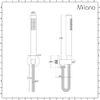 Milano Nero Pencil Hand Shower Handset Outlet Elbow Wall Bracket - Black
