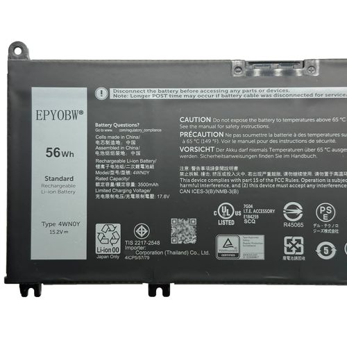 EPYOBW 4WN0Y Laptop Battery 56Wh 3500mAh 15.2V Compatible with Dell Inspiron 7353 7577 7778 7779 Series 4WNOY JYFV9 M245Y 33YDH