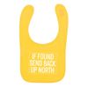 Flox Creative Yellow Bib If Found Send Back Up North