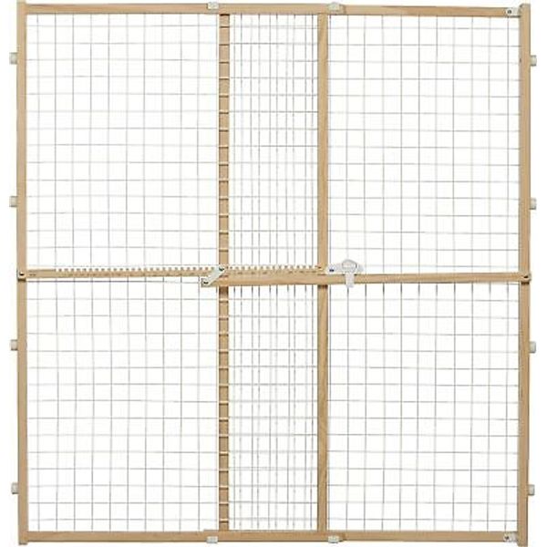 MidWest Homes for Pets Wire Mesh Pet Safety Gate, Pressure Large, Wood