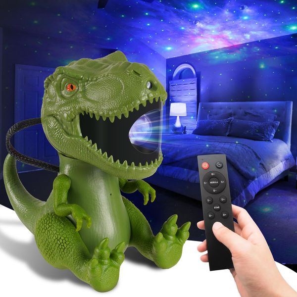 ESUITCARK Dinosaur Galaxy Projector, Star Projector Dinosaur Night Light with Timer Function, Playable Dinosaur Galaxy Light Projector for Kids, Home Decor for Bedroom Living Room, Christmas Surprise