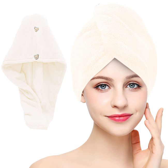 Hair Dry Towel, Towel Cap, Shower Cap, Microfiber, Fluffy, Soft to the Touch, Hair Turban, For Long Hair, Lightweight, Strong Absorbent, Quick Drying, Extra Thick Hair Towel, Towel Cap, Cold Prevention, Bath Items, Hair Care, Shower Face, Adults, Children