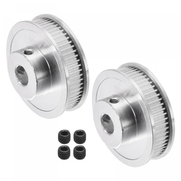 uxcell Timing Pulley Wheel, 60 Teeth, Bore Diameter 0.3 inch (8 mm), Timing Pulley, Aluminum Synchronous Wheel for 3D Printer Belts, CNC Machines, Pack of 2