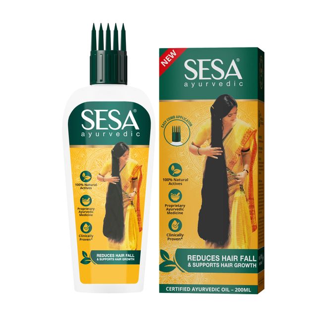 sesa Ayurvedic Hair Oil 5000 Year Old Kshir Pak Vidhi, Bhringraj & 17 Rare Herbs with 5 Nourishing Oils All Hair Types NO Mineral Oil 200 ml (Pack of 1) Ayurvedic Oil 200ml