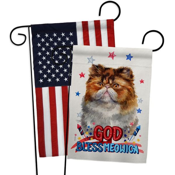 Breeze Decor Patriotic Persian Garden Flag Pack Cat Kitten Meow Spoiled Paw Fur Pet Nature Farm Animal Creature Applique House Decoration Banner Small Yard Gift Double-Sided, Made in USA