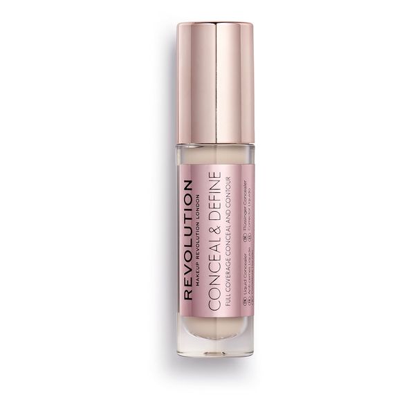 Makeup Revolution Conceal & Define Concealer, Lightweight, Longlasting, Full Coverage Face Makeup, C0.5, 4g