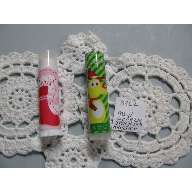 8762)2: Avon Tis The Season, Green Mint; Sweet Shop, Cherry Lip Balm OLDER STOCK