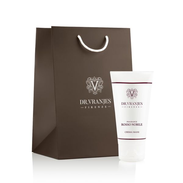 DR. VRANJES - Dr Vranies Rosso Nobile Hand Cream 1.7 fl oz (50 ml) ROSSO NOBILE Hand Cream with Elegant Original Shopping Bag Luxury Rich Fragrance Motif Red Wine Fruity Note Active Ingredients