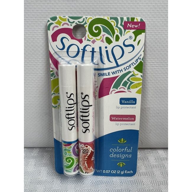 Softlips Vanilla & Watermelon~Colorful Designs BNIP  FREE SHIPPING