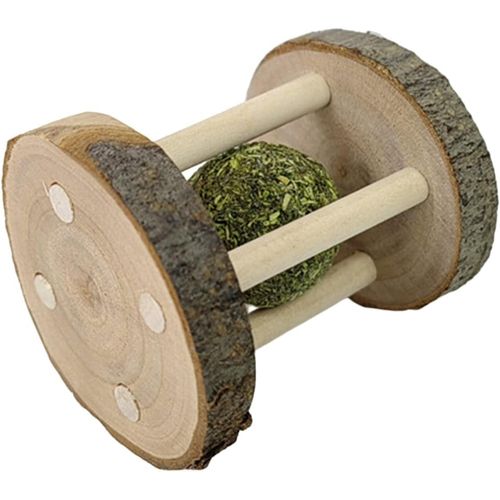 Bwexxt Hamster Rabbit Chew Toy Natural Wooden Play Toy, Wood Teeth Care Molar Ball Grinding Toy with Bell for Parrot, Rabbit, Chinchilla, Molar BallHamster Small Animals Toys Pet Supplies