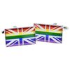 Union Jack Rainbow Design Flag Cufflinks, Presented in a Personalised Engraved Box