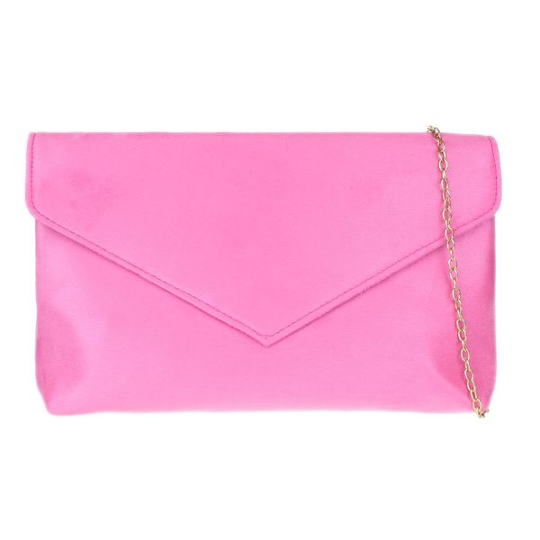 Girly Handbags Plain Clutch Bag Medium Hot Pink